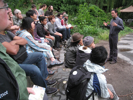 Andrew faust teaching permaculture workshop in Brooklyn New York - Click to learn more about Andrew Faust